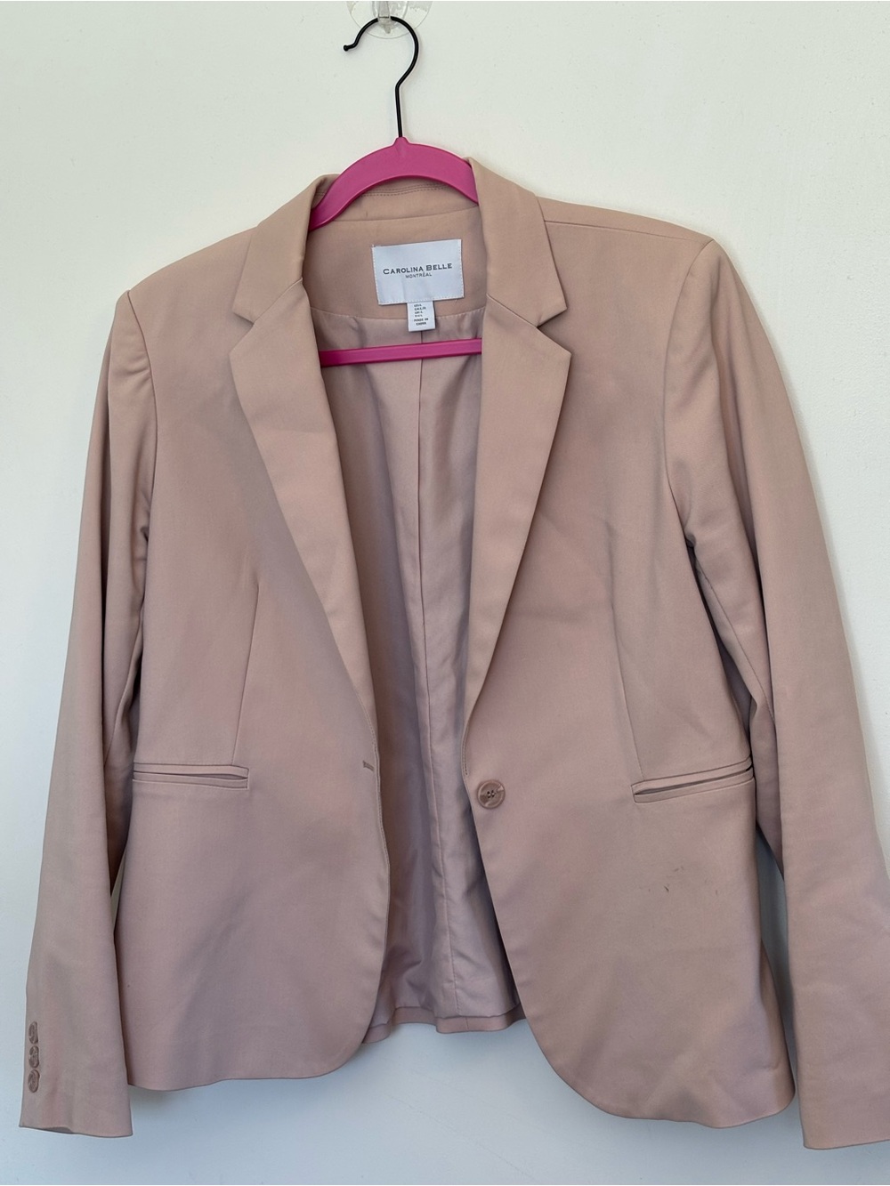 Carolina Belle Light Blush Tailored Single-Button Blazer